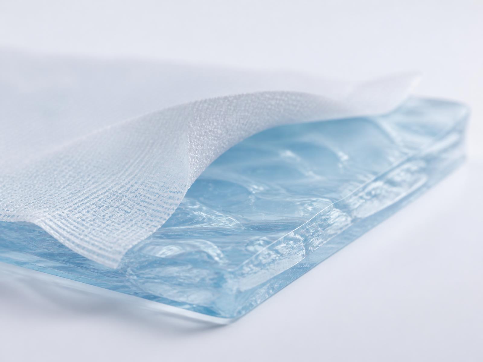 Layered advanced wound care biomaterial: hydrogel matrix and technical textile